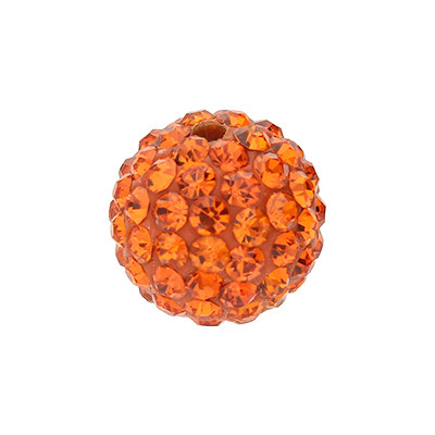 Perle mit Strass in Orange, innen 1,5mm, Ø 12mm, Harz, ORANGE