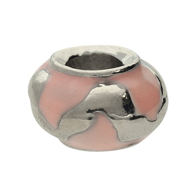 Perle mit Emaille, innen 5mm, 14x8mm, Metall, ROSA