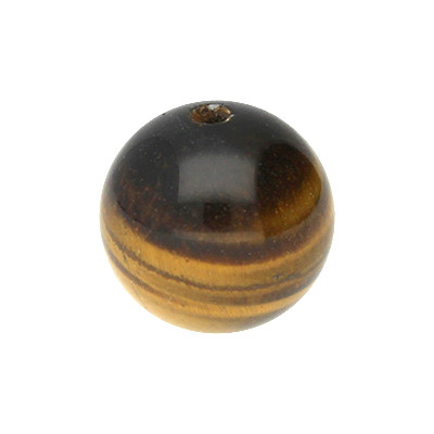 Perle, innen 1mm, Ø 12mm, Tigerauge (Halbedelstein), DUNKELBRAUN