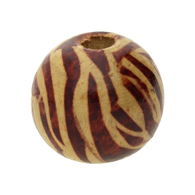 Holzperle, 18mm rund, innen 5mm, kokosnuss braun gemustert
