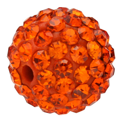 Perle mit Strass in Orange, innen 1mm, Ø 12mm, Harz, ORANGE