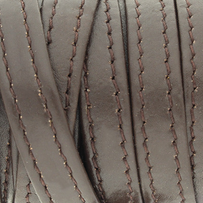 Flachriemen aus Nappaleder mit Naht, 10x2mm, 100cm, DUNKELBRAUN