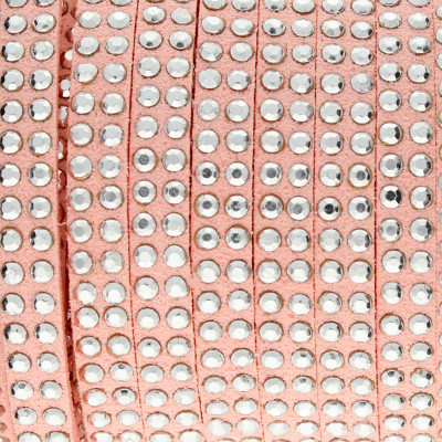 Textilband in Wildlederoptik mit silberfarbenen Nieten, 100cm, 5x2mm - ROSA