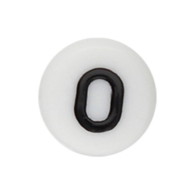 Acrylbuchstabe O (10 Stück), innen 1mm, 7x4mm, schwarz-weiß