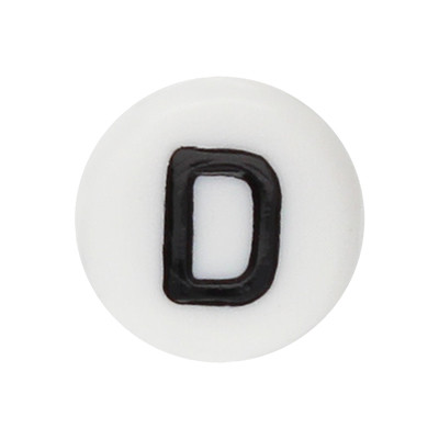 Acrylbuchstabe D (10 Stück), innen 1mm, 7x4mm, schwarz-weiß