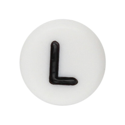 Acrylbuchstabe L (10 Stück), innen 1mm, 7x4mm, schwarz-weiß