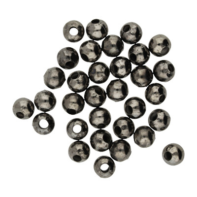 Perle, 10 Stück, innen 2mm, Ø 6mm, Metall, SCHWARZ