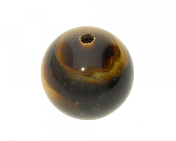 Perle, innen 1mm, Ø 14mm, Tigerauge (Halbedelstein), DUNKELBRAUN