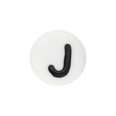 Acrylbuchstabe J (10 Stück), innen 1mm, 7x4mm, schwarz-weiß