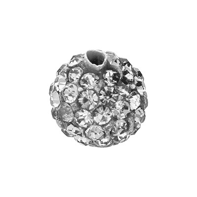 Perle mit Strass in Grau, innen 1,5mm, Ø 10mm, Harz, ANTHRAZIT