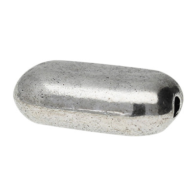 Perle, oval, innen 1,5mm, 14x8x5mm, Metall, ANTIK SILBERFARBEN