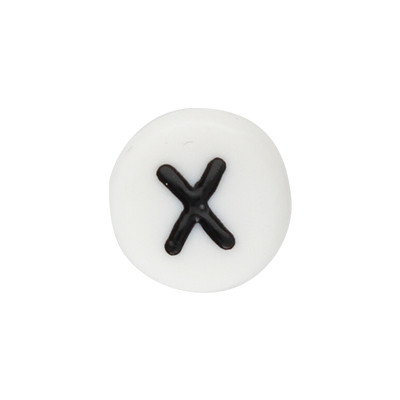 Acrylbuchstabe X (10 Stück), innen 1mm, 7x4mm, schwarz-weiß