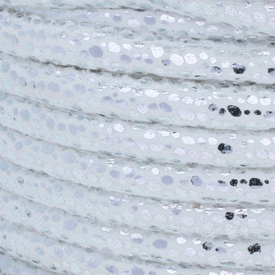 Kunstleder rund gesäumt (100cm), 4,00mm breit - WEISS-SILBER Rochenprägung