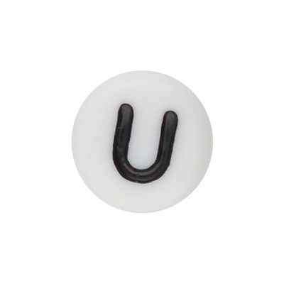 Acrylbuchstabe U (10 Stück), innen 1mm, 7x4mm, schwarz-weiß
