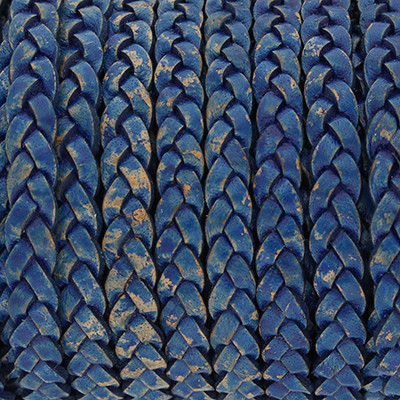 Flachriemen Rindsleder, 100cm, 5x2,7mm, Blau meliert