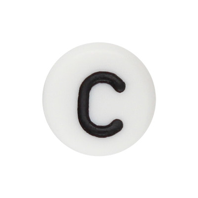 Acrylbuchstabe C (10 Stück), innen 1mm, 7x4mm, schwarz-weiß