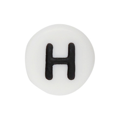 Acrylbuchstabe H (10 Stück), innen 1mm, 7x4mm, schwarz-weiß