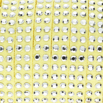 Textilband in Wildlederoptik mit silberfarbenen Nieten, 5,0x2,0mm - GELB