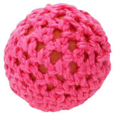 Perle mit Wolle, umstrickt in Pink, innen 2mm, Ø 21mm, Acryl, PINK