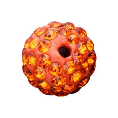 Perle mit Strass in Orange, innen 1mm, Ø 12mm, Harz, Orange